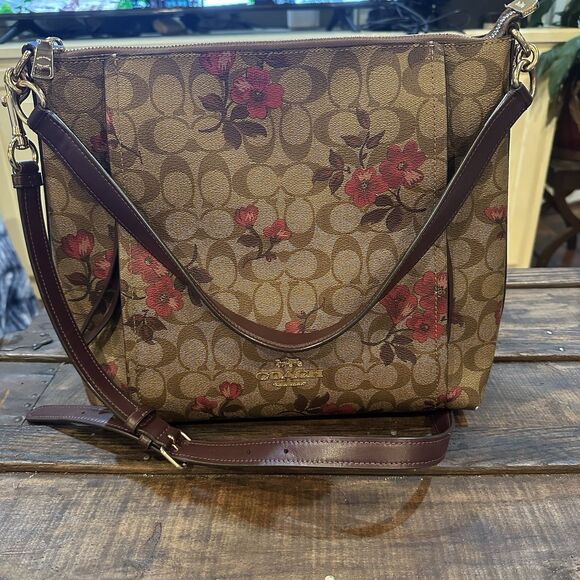 Coach Marlon Hobo Signature Canvas Victorian Floral Print Shoulder Crossbody Bag - Picture 1 of 15